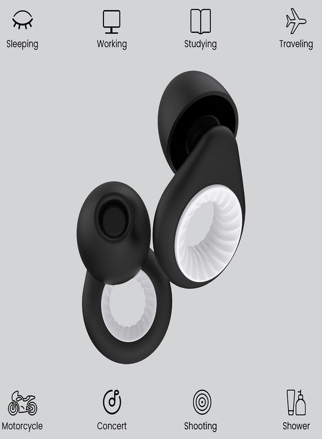 STEZHOU Ear Plugs for Noise Reduction, Reusable High Fidelity Earplugs for Concerts, Musicians, Motorcycles, Study, Parent, Party, Flights & Noise Sensitivity, 25-30dB Noise Cancelling Black White - Image 2